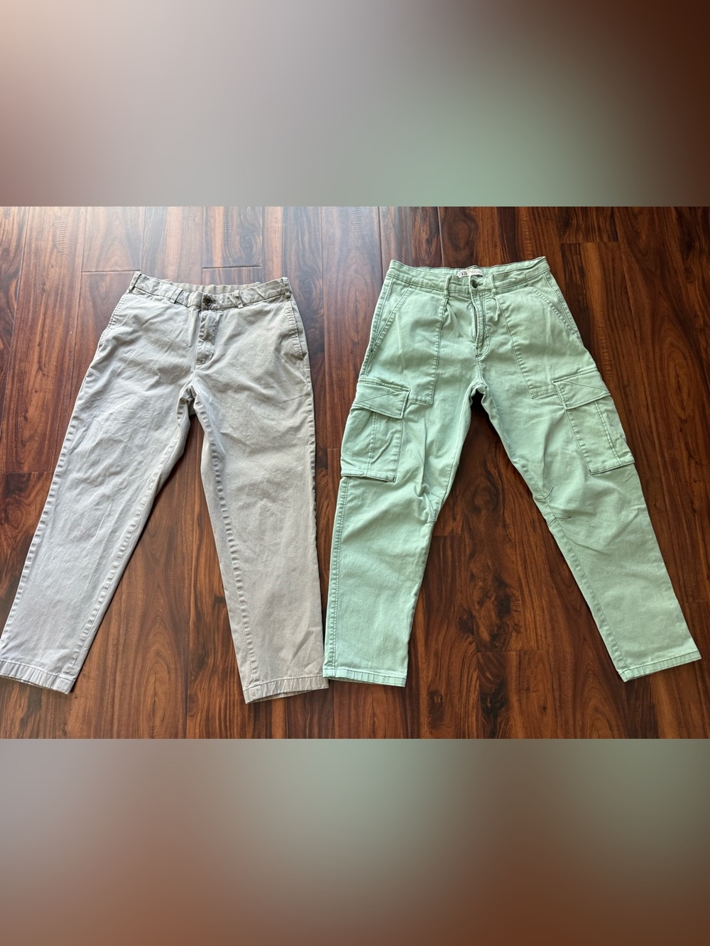 Lot of Men's Casual Zara Cargo Pants Light Green and Uniqlo Beige pants